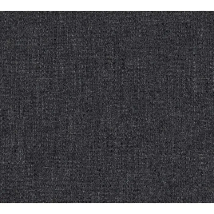 A.S. Création Daniel Hechter 6 Vliestapete Textilstruktur - Schwarz, Uni, 10,05 x 0,53 m - Detailaufnahme eines eleganten, anthrazitfarbenen Leinenstoffes, der sich ideal für hochwertige Bekleidung oder stilvolle Heimtextilien eignet.