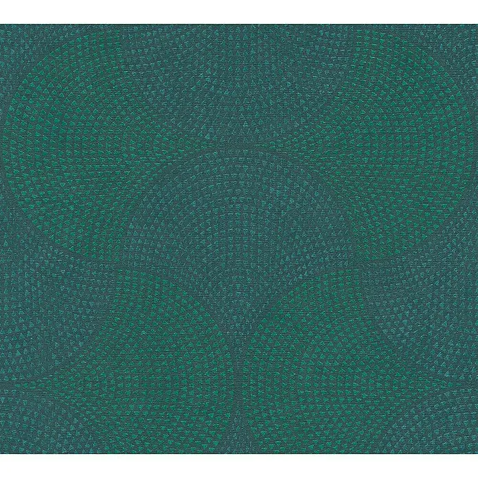 A.S. Création Cuba Vliestapete Mosaik-AlloverBlau/Grün, Grafisch, 10,05 x 0,53 m - Grüne Tapete mit einem abstrakten, geometrischen Muster, das eine subtile, elegante Textur für moderne Innenräume bietet.
