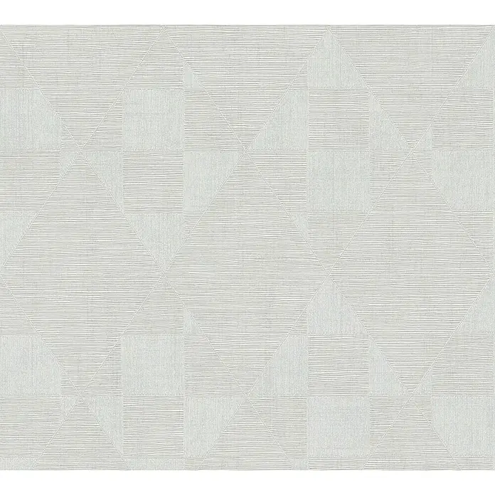 A.S. Création Titanium 3 Vliestapete - Beigegrau, Grafisch, 10,05 x 0,53 m - Elegante Tapete in Weiß mit geometrischem Muster und dezenter Textur, ideal für moderne Wohnräume und stilvolle Akzente.