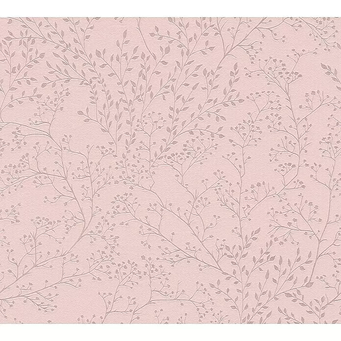 A.S. Création Trendwall 2 Vliestapete Blumen - Rosa, Floral, 10,05 x 0,53 m - Hellrosa Tapete mit dezentem geprägtem botanischem Muster aus Ästen und Blättern.