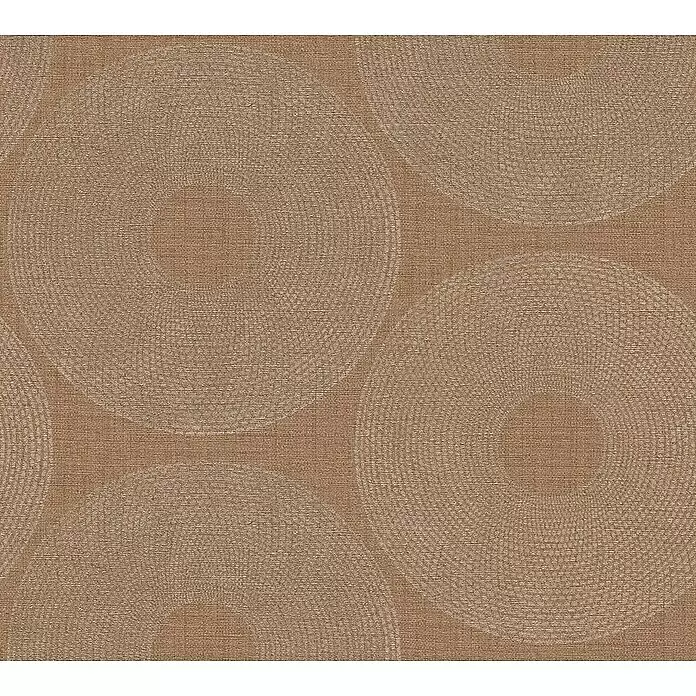 A.S. Création Desert Lodge Vliestapete Ethno-Kreise - Beige, Grafisch, 10,05 x 0,53 m - Beiger strukturierter Stoff mit subtilen, erhabenen konzentrischen Kreis-Mustern.