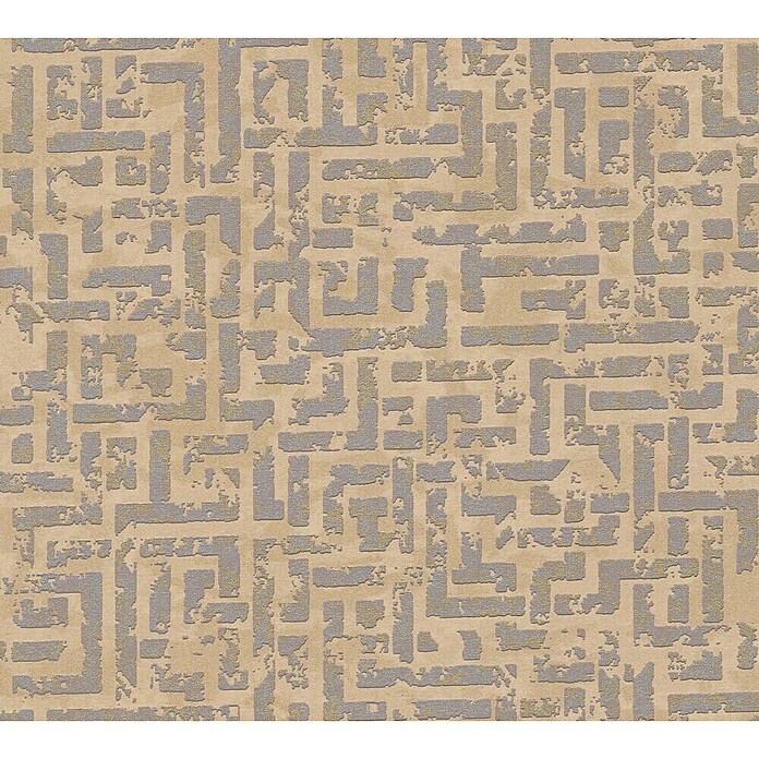 A.S. Création My Home My Spa Vliestapete Tetris (Beige/Metallic, Grafisch, 10,05 x 0,53 m) | BAUHAUS