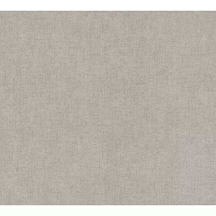 A.S. Création Hygge 2 Vliestapete - Dunkeltaupe, Uni, 10,05 x 0,53 m - Hellbeiger strukturierter Tapetenstoff mit subtilem, leinenähnlichem Webmuster.