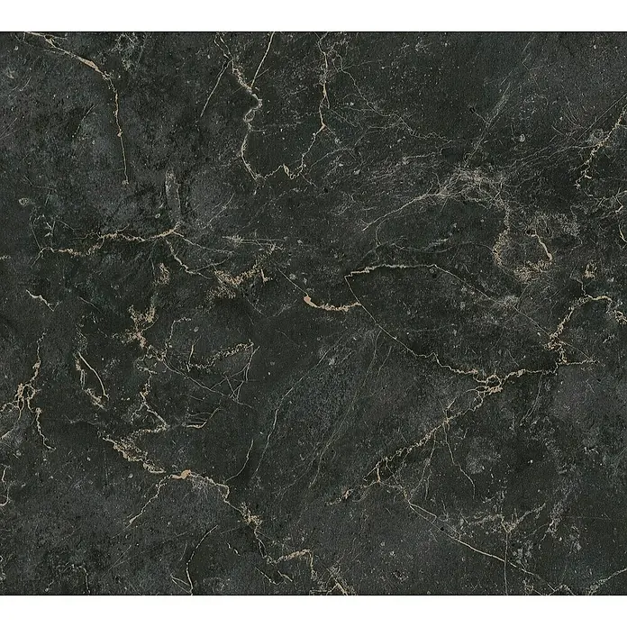 A.S. Création Michalsky 4 Vliestapete Marmor - Schwarz/Gold, Steinoptik, 10,05 x 0,53 m - Nahaufnahme einer dunklen Marmorplatte mit dezenten, hellen Adern, die eine elegante und natürliche Textur erzeugt.