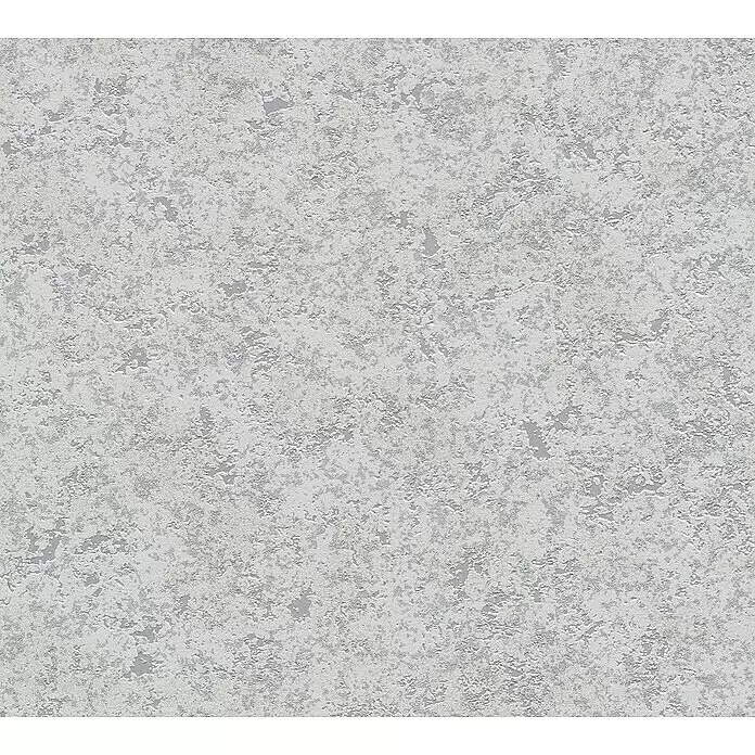 A.S. Création Attractive Vliestapete - Grau/Silber, Uni, 10,05 x 0,53 m - Hellgraue, unregelmäßig strukturierte Oberfläche, ähnlich Beton oder Rauputz.