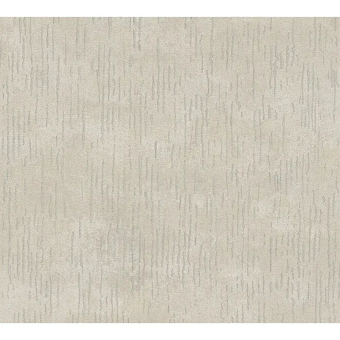A.S. Création Titanium 3 Vliestapete Struktur-Uni - Beige, Uni, 10,05 x 0,53 m - Ein Muster mit zarten, senkrechten Strichen auf einer strukturierten, beigen Tapete, das eine natürliche und elegante Atmosphäre schafft.