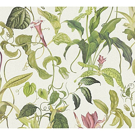 A.S. Création Michalsky 4 Vliestapete Allover mit Ranken (Grün/Weiß, Floral, 10,05 x 0,53 m)
