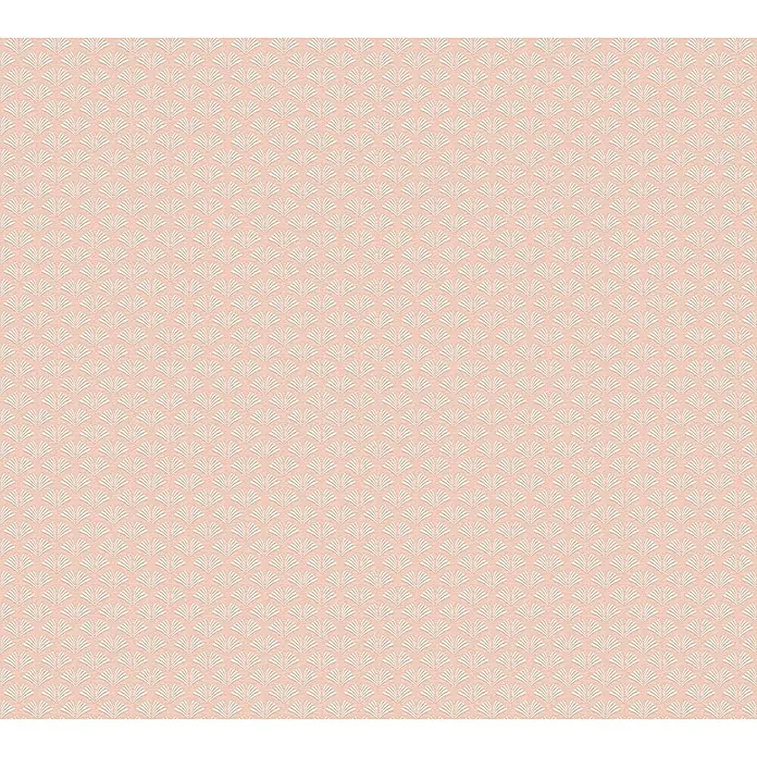 A.S. Création Trendwall 2 Vliestapete Art Deco klein - Rosa, Grafisch, 10,05 x 0,53 m - Pfirsichfarbener Stoff mit dezentem Art-Deco-Fächer-Muster, ideal für elegante Wohnaccessoires und stilvolle Bekleidungsprojekte.