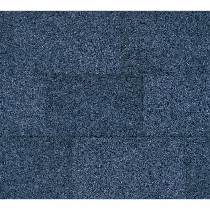 A.S. Création Titanium 3 Vliestapete - Blau, Steinoptik, 10,05 x 0,53 m - Nahtloser Hintergrund mit marineblauen Stoffquadraten, ideal für Texturen oder abstrakte Designs.