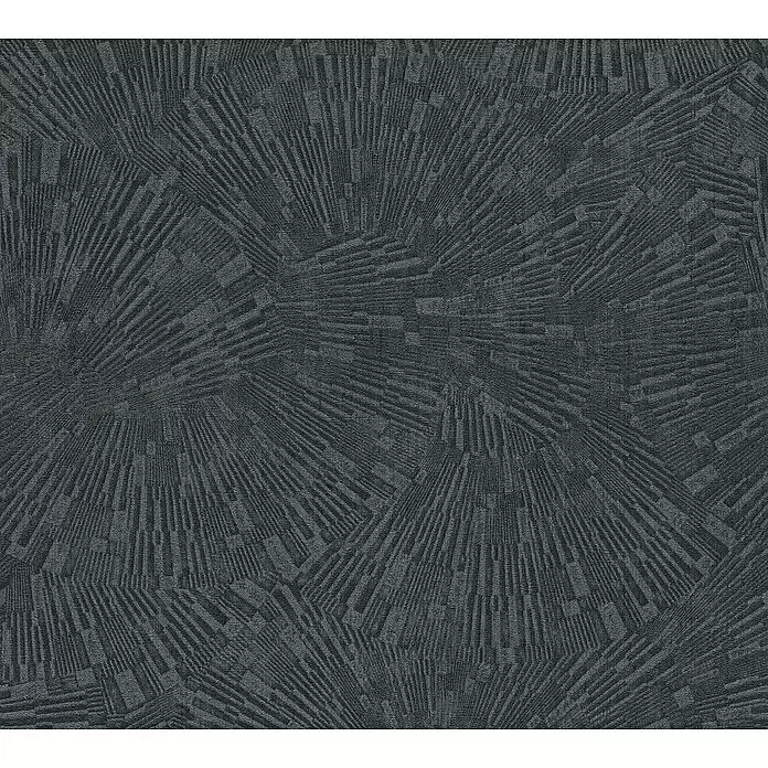 A.S. Création Titanium 3 Vliestapete Dynamischer 3D-Effekt - Schwarz, 3D-Optik, 10,05 x 0,53 m - Dunkelgraues, texturiertes geometrisches Muster mit strahlenden, verwobenen Linien.