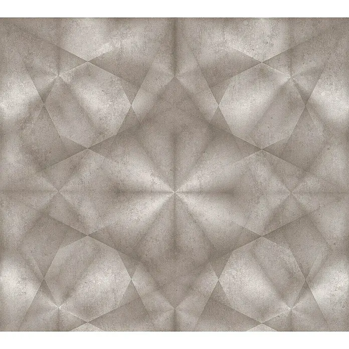 A.S. Création My Home My Spa Vliestapete Hologramm - Grau/Beige, 3D-Optik, 10,05 x 0,53 m - Abstraktes Wandpaneel in sanften Grautönen mit geometrischen Mustern, die ein modernes und beruhigendes Ambiente schaffen.