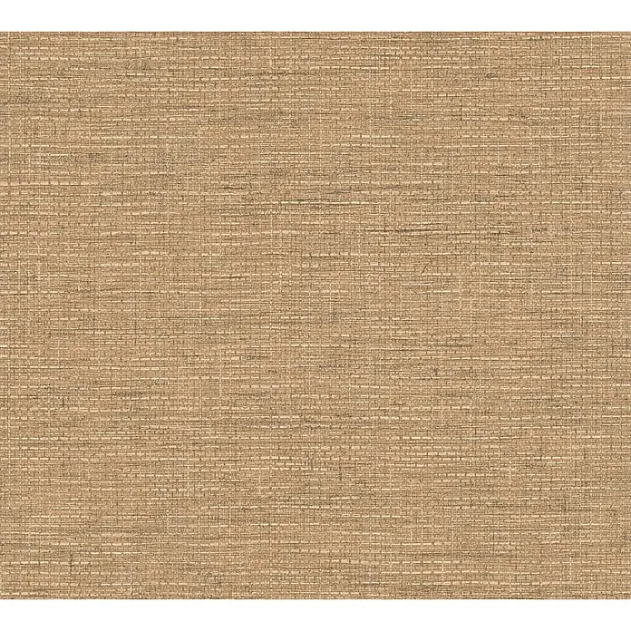 A.S. Création Desert Lodge Vliestapete Gewebestruktur - Ocker, Uni, 10,05 x 0,53 m - Nahaufnahme eines natürlichen, braunen Gewebes. Die Textur erinnert an Leinen und sorgt für einen warmen, organischen Look.
