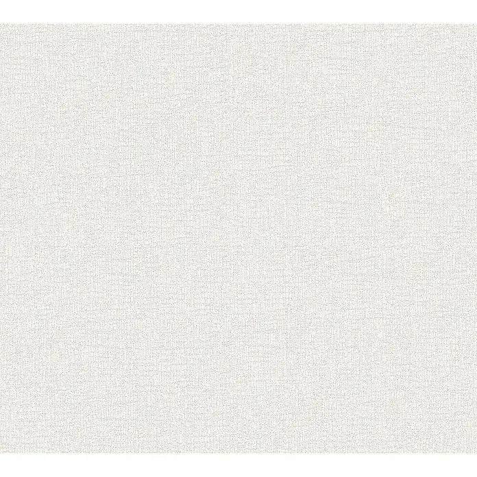 A.S. Création Attractive Vliestapete - Schmeichelndes Weiß, Uni, 10,05 x 0,53 m - Detailaufnahme der feinen Textur einer weißen Stoffoberfläche, die subtile Muster und ein angenehmes Gefühl von Weichheit vermittelt.