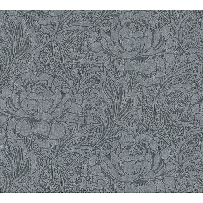 AS Creation Mata Hari 0,53 x Floral, 10,05 m) BAUHAUS Blumen | (Grau/Schwarz, Vliestapete