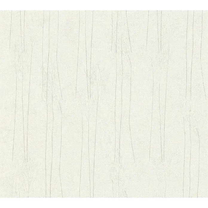 A.S. Création Hygge 2 Vliestapete Bäume - Creme/Beige, Floral, 10,05 x 0,53 m - Helles Wandbild mit linearem Muster. Das Leinwandbild zeigt ein subtiles Design und eine strukturierte Oberfläche, ideal für moderne Innenräume.