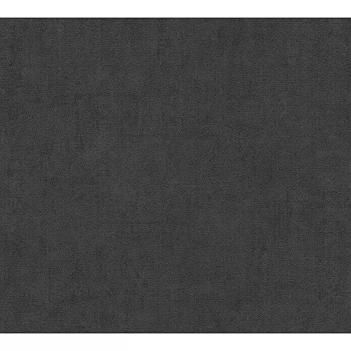 A.S. Création Cuba Vliestapete - Schwarz, Uni, 10,05 x 0,53 m - Dunkelgraues, strukturiertes Material mit feinem horizontalem Linienmuster.