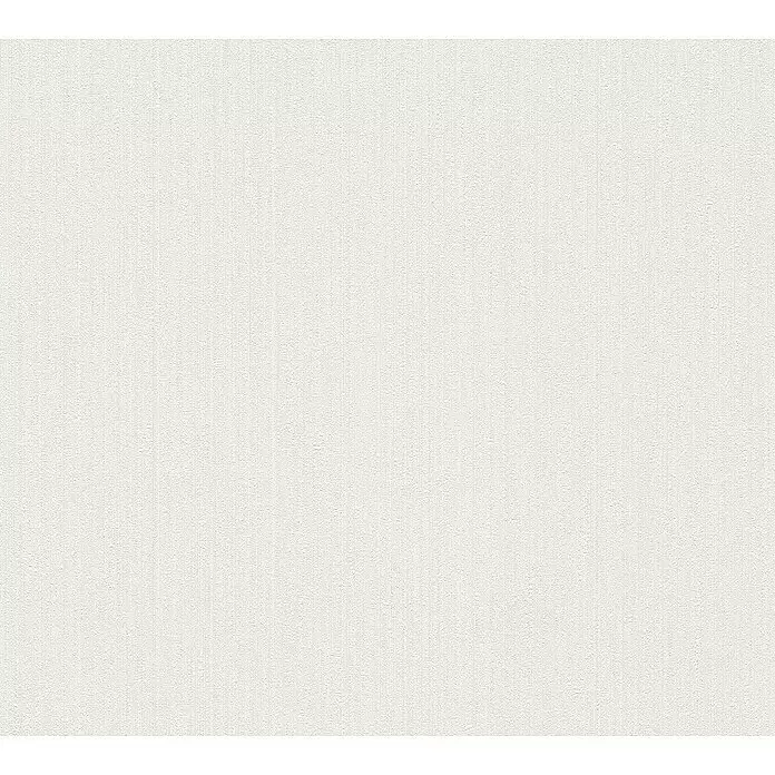 A.S. Création Mata Hari Vliestapete - Weiß, Uni, 10,05 x 0,53 m - Weiß strukturierte Oberfläche mit feiner vertikaler Streifung, ideal für Hintergründe.
