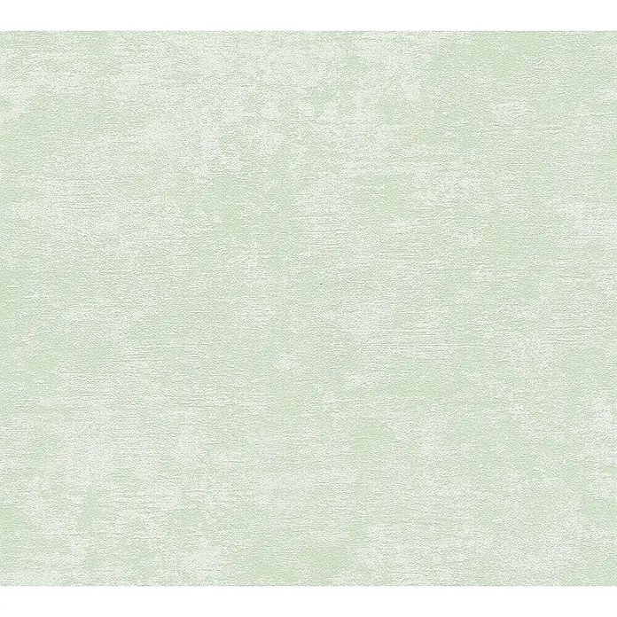 A.S. Création Attractive Vliestapete - Pastellgrün, Uni, 10,05 x 0,53 m - Detailaufnahme einer zarten, strukturierten Tapete in einem sanften Grünton, die eine ruhige und elegante Atmosphäre ausstrahlt.