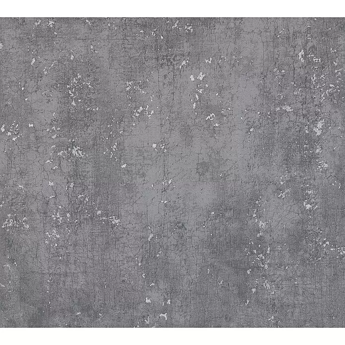 A.S. Création Titanium 3 Vliestapete I - Anthrazit, Betonoptik, 10,05 x 0,53 m - Raue, abgenutzte graue Textur mit helleren verschlissenen Stellen.