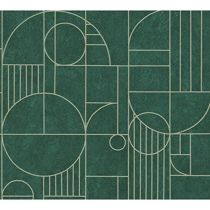 A.S. Création My Home My Spa Vliestapete Art Deco - Grün, Grafisch, 10,05 x 0,53 m - Geometrisches Tapetenmuster in Grün mit hellen Linien, das ein stilvolles und modernes Ambiente schafft. Ein eleganter Hingucker für jeden Raum.