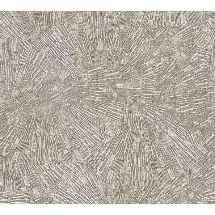 A.S. Création Titanium 3 Vliestapete Dynamischer 3D-Effekt - Beige, 3D-Optik, 10,05 x 0,53 m - Strukturierter Stoff mit abstraktem Muster aus strahlenden geometrischen Formen in neutralen Farben.