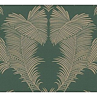 AS Creation Trendwall 2 Vliestapete Palmen-Ornament (Grün/Gold, Floral, 10,05 x 0,53 m)
