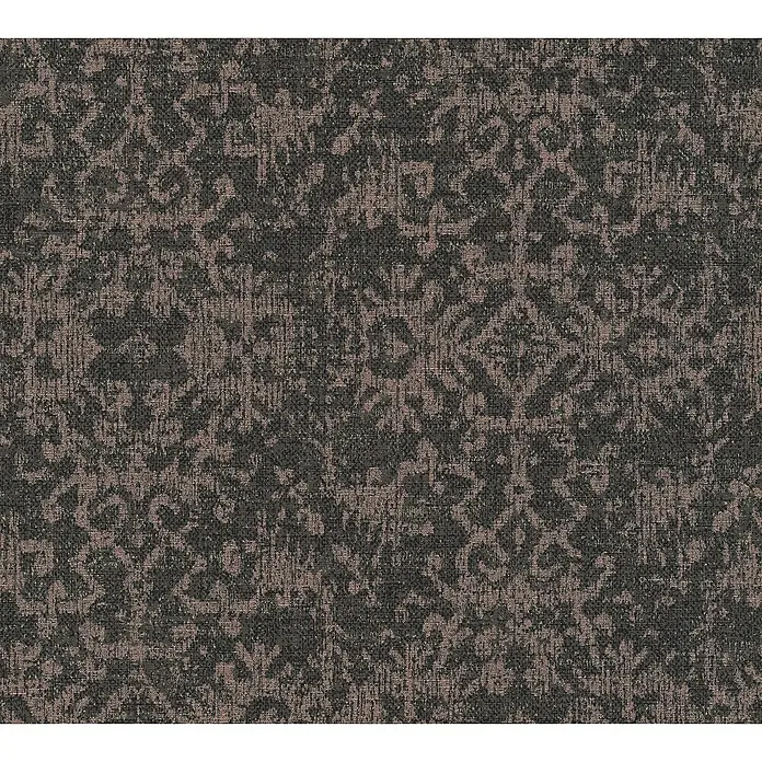 A.S. Création Desert Lodge Vliestapete Ethno-Muster - Schwarz, Grafisch, 10,05 x 0,53 m - Dunkler Teppich mit abstraktem Muster, der eine stilvolle und vielseitige Ergänzung für jeden Raum darstellt.