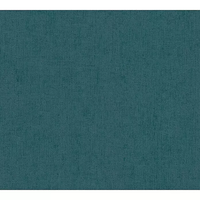 A.S. Création Titanium 3 Vliestapete - Maritimes Blau, Uni, 10,05 x 0,53 m - Dunkelblaugrüne, texturierte Oberfläche mit feiner Leinenstruktur.