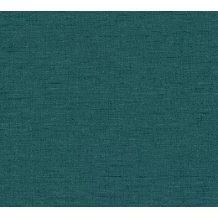 A.S. Création My Home My Spa Vliestapete Textstruktur I - Petrol, Uni, 10,05 x 0,53 m - Dunkelblaugrünes Material mit feiner Leinenstruktur.
