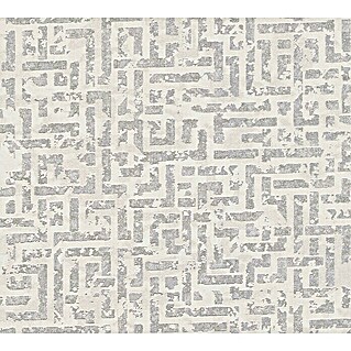 AS Creation My Home My Spa Vliestapete Tetris (Weiß/Metallic, Grafisch, 10,05 x 0,53 m)