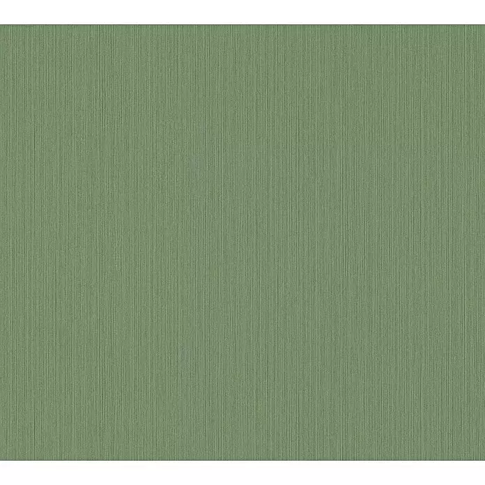 A.S. Création Michalsky 4 Vliestapete - Grün, Uni, 10,05 x 0,53 m - Strukturierte grüne Oberfläche mit feinen vertikalen Linien.