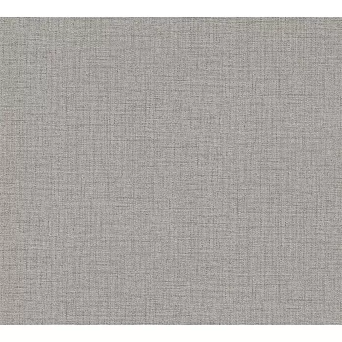 A.S. Création Desert Lodge Vliestapete - Grau, Uni, 10,05 x 0,53 m, Gewebestruktur - Hellgraue Webstofftextur mit sichtbarem Fadenmuster, geeignet für Polsterungen oder Textilanwendungen.