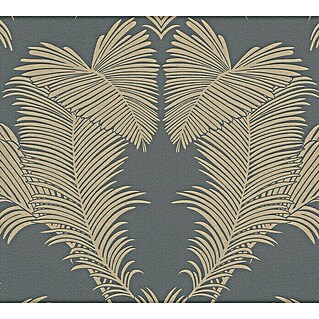 AS Creation Trendwall 2 Vliestapete Palmen-Ornament (Grau/Gold, Floral, 10,05 x 0,53 m)