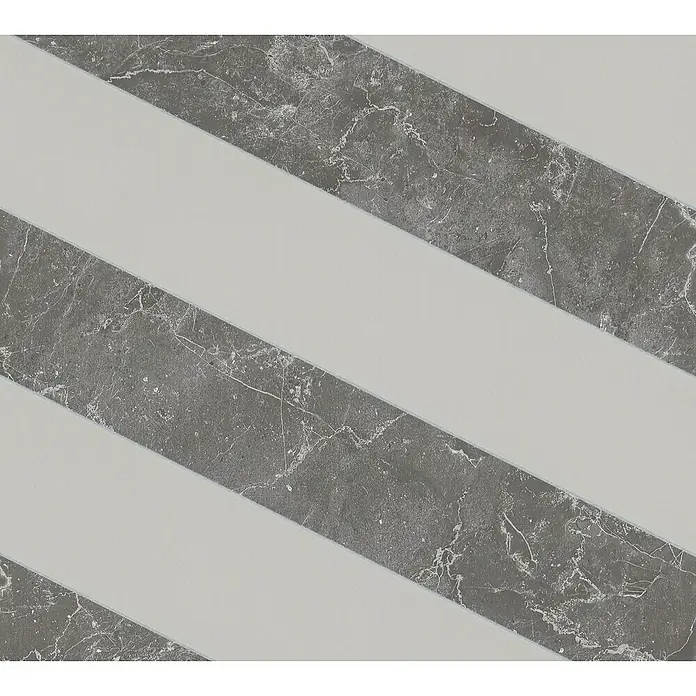 A.S. Création Michalsky 4 Vliestapete Marmor - Grau, Streifen, 10,05 x 0,53 m - Graue Marmorfliesen mit weißen Streifen, die ein elegantes und modernes Design für jeden Raum bieten.