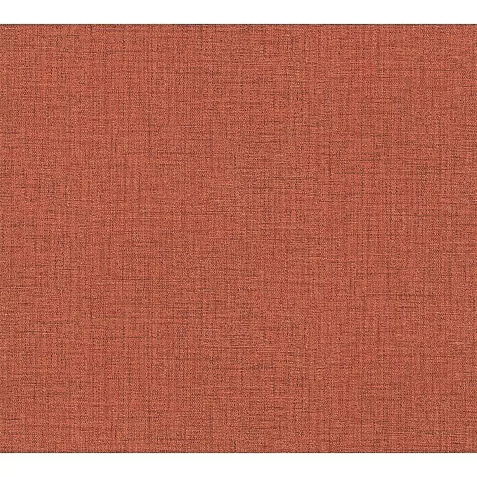 A.S. Création Desert Lodge Vliestapete - Rot, Uni, 10,05 x 0,53 m - Rotbraunes, strukturiertes Gewebe.