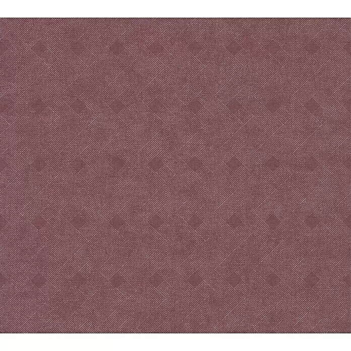 A.S. Création Cuba Vliestapete Design - Rot, Grafisch, 10,05 x 0,53 m - Dunkler pflaumenfarbener Stoff mit dezentem geometrischem Muster aus ineinandergreifenden Quadraten.