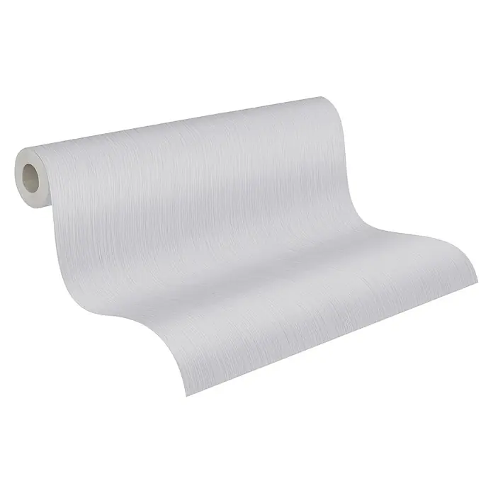 A.S. Création Attractive Vliestapete - Strukturgrau, Uni, 10,05 x 0,53 m - Eine Rolle schlichte, weiße Vliestapete mit feiner Textur, ideal für moderne Wohnräume und einfache Wandgestaltung.