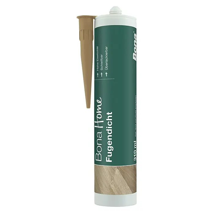 Bona Home Fugendicht - Eiche Dunkel, 310 ml - Abbildung einer 310ml Kartusche Bona Home Fugendicht in Braun. Das Produkt ist ideal, um Fugen im Haus abzudichten und zu verschönern.