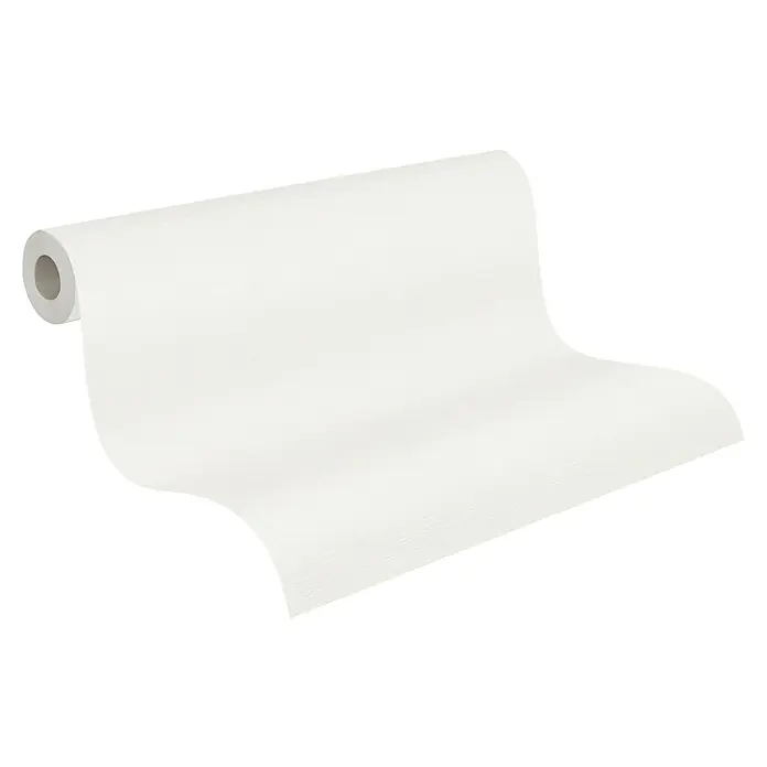 A.S. Création Trendwall 2 Vliestapete - Reinweiß, Uni, 10,05 x 0,53 m - Eine Rolle mit weißem Vliestapetenpapier, ideal für die Renovierung und Gestaltung von Innenräumen mit einer schlichten Textur.