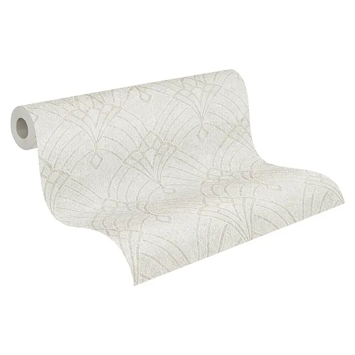 A.S. Création Mata Hari Vliestapete Oriental - Beige/Creme, Grafisch, 10,05 x 0,53 m - Rolle der stilvollen weißen Tapete mit elegantem Art-Deco-Muster für eine anspruchsvolle Raumgestaltung.