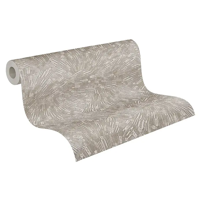 A.S. Création Titanium 3 Vliestapete Dynamischer 3D-EffektBeige, 3D-Optik, 10,05 x 0,53 m - Eine Rolle stilvoller Tapete mit einem modernen, abstrakten Muster in neutralen Farbtönen, perfekt für eine elegante Wandgestaltung.