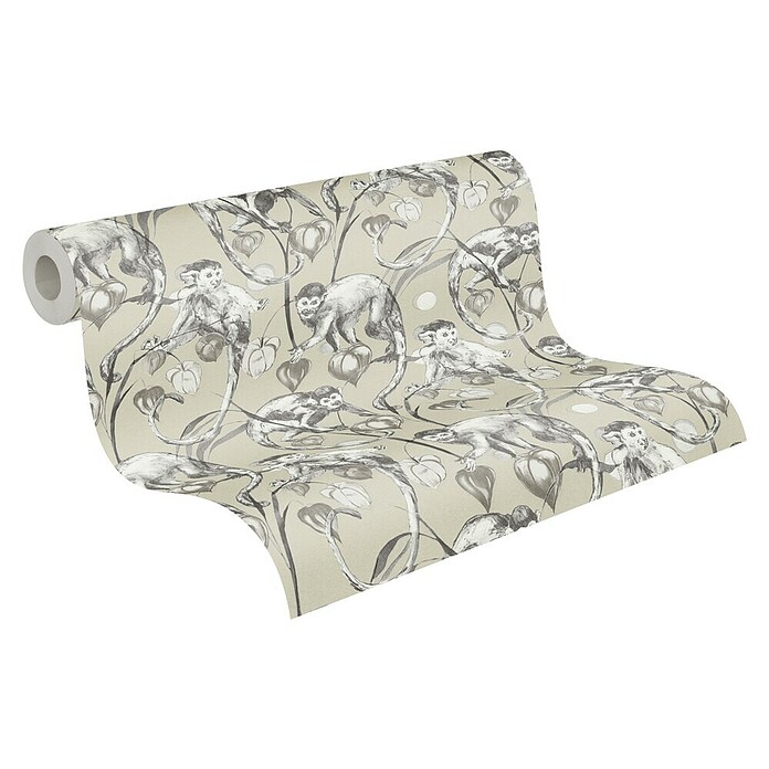A.S. Création Michalsky 4 Vliestapete Allover mit Affen (Beige/Grau, Tieroptik, 10,05 x 0,53 m) | BAUHAUS