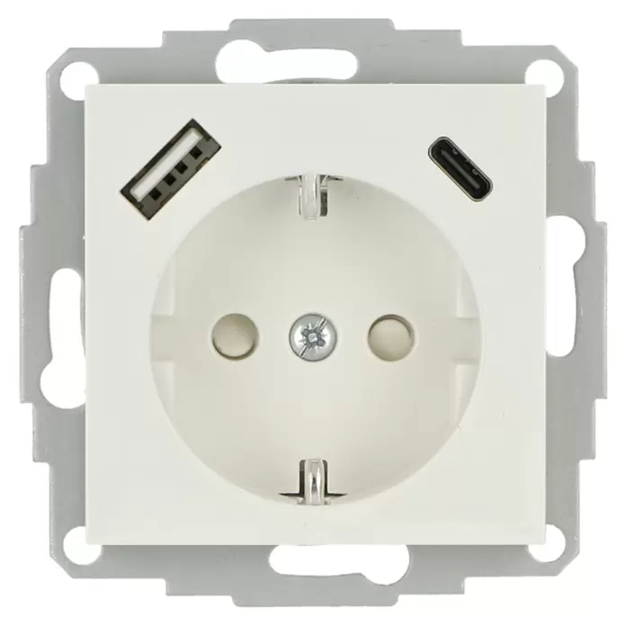 USB-Steckdose Typ A/C Standard - Erhöhter Berührungsschutz, Kunststoff, Unterputzmontage