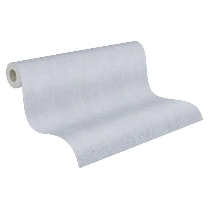 A.S. Création Attractive Vliestapete - Pastellblau, Uni, 10,05 x 0,53 m - Nahaufnahme einer Rolle stilvoller, weißer Tapete. Die Textur ist dezent und elegant, ideal für moderne Innenräume.
