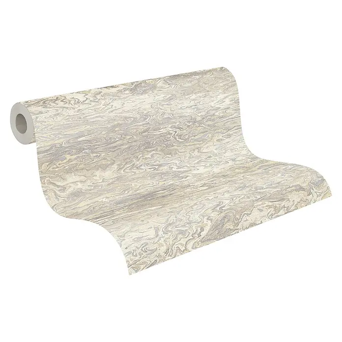 A.S. Création My Home My Spa Vliestapete Marmor - Creme/Grau, Steinoptik, 10,05 x 0,53 m - Tapetenrolle mit Marmormuster in Beige- und Grautönen für eine stilvolle Wandgestaltung.