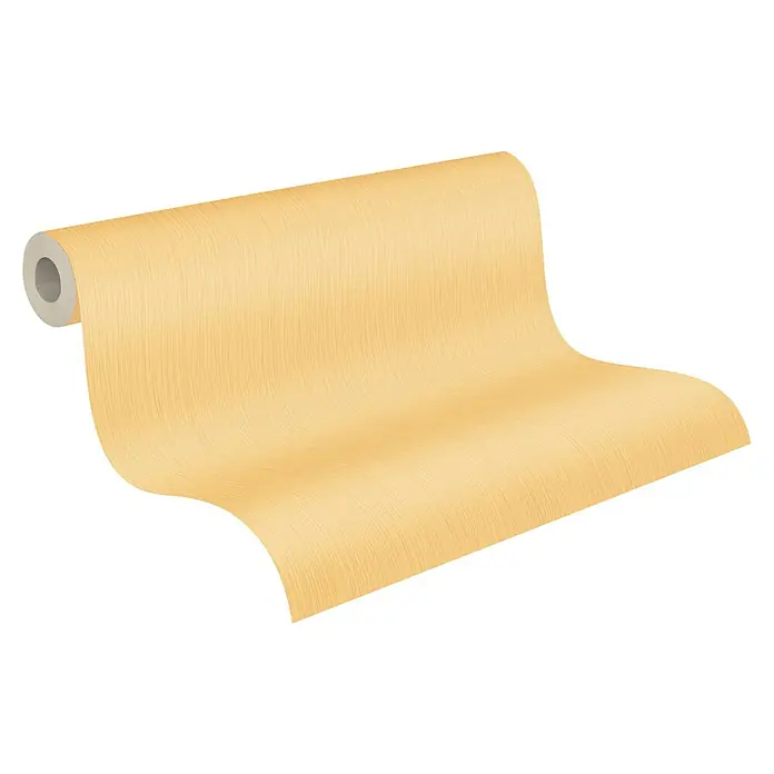 A.S. Création Attractive VliestapeteStrukturgelb, Uni, 10,05 x 0,53 m - Eine Rolle goldfarbene Vliestapete mit feinen horizontalen Linien für ein elegantes und warmes Raumambiente. Die Tapete ist einfach anzubringen.