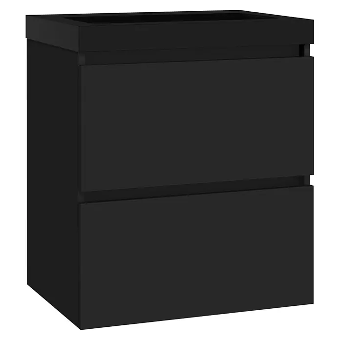 Artysan Conjunto de mueble de baño Kenia - Ancho: 60 cm, Ancho total del mueble de baño: 60 cm, Negro, Mate, 2 pzs. - Elegante mueble de baño negro con dos cajones. El diseño moderno se integra perfectamente en cualquier baño y ofrece mucho espacio de almacenamiento.