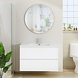 Conjunto de mueble de baño Basic 2C (100 cm, 3 pzs., Blanco, Mate)