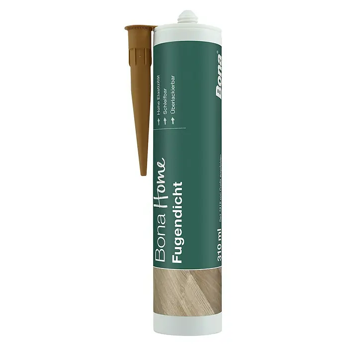 Bona Home Fugendicht - Nussbaum, 310 ml - Das Produkt ist Bona Home Fugendicht 310 ml, eine Fugenmasse für den Innenbereich. Sie ist schleifbar und überlackierbar.