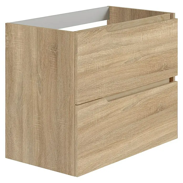 Artysan Mueble bajo de lavabo Zeus - L x An x Al: 44,6 x 80 x 64 cm, Natural - Mueble de baño color madera con dos cajones y un diseño sencillo para un ambiente de baño moderno.